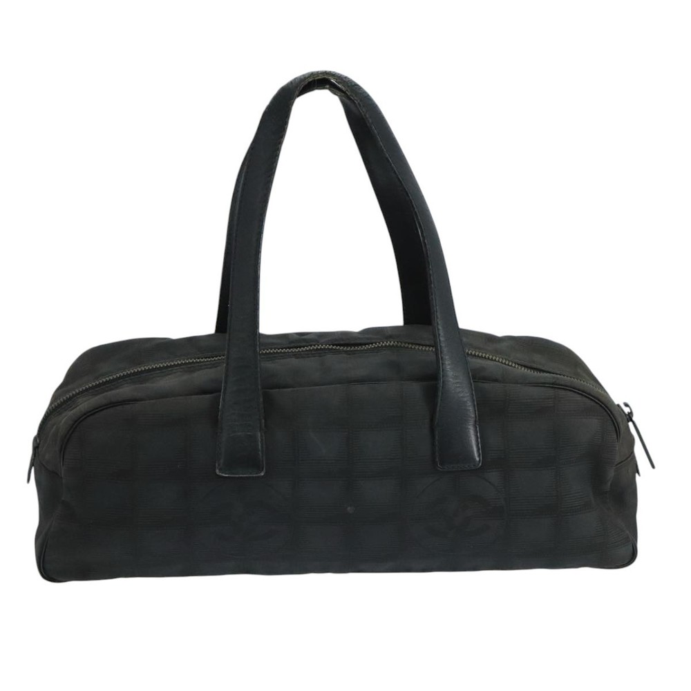 CHANEL New travel line Hand Bag Nylon Black Silver CC Auth 104726 - Picture 3 of 16